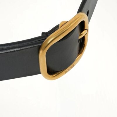 LOEWE Rounded Soft 3.5 Cm Belt in Black/gold Black / 70
