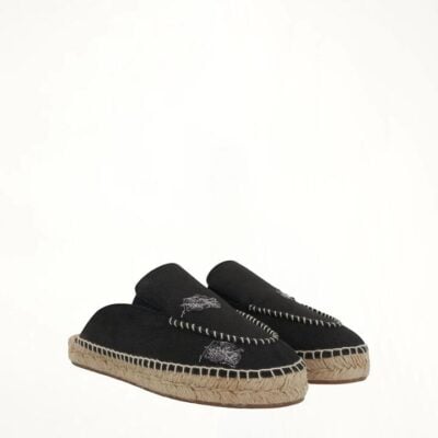 MAISON MARGIELA Embroidered Espadrille Mules in Black / 36