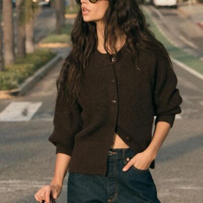 Rollas Duchess Chocolate Wool Blend Cardigan