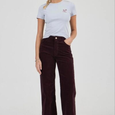 Rollas Sailor Dark Cherry Scoop Long Velvet Pant