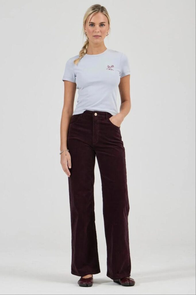 Rollas Sailor Dark Cherry Scoop Long Velvet Pant