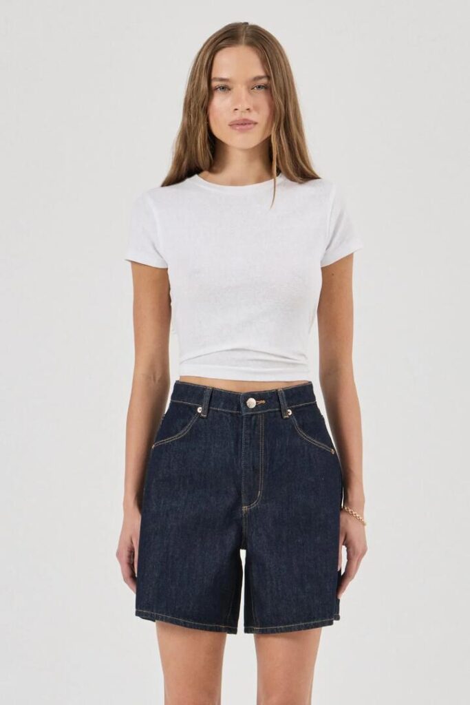 Rollas Super Mirage Rinse Dark Denim Shorts