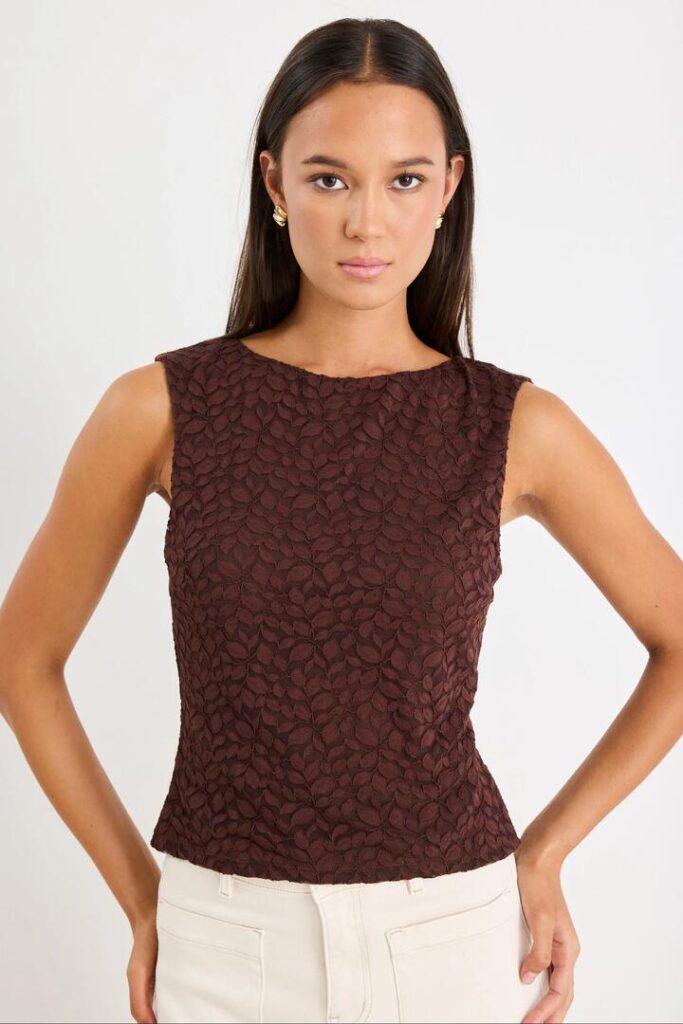 Stories be Told Breathless Chocolate Lace Sleeveless Top