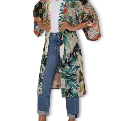 THE ARTIST LABEL The Artists Label Splendour OF A Peacock Garden Long Silk Kimono