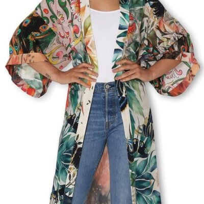 THE ARTIST LABEL The Artists Label Splendour OF the Peacock Silk Long Kimono