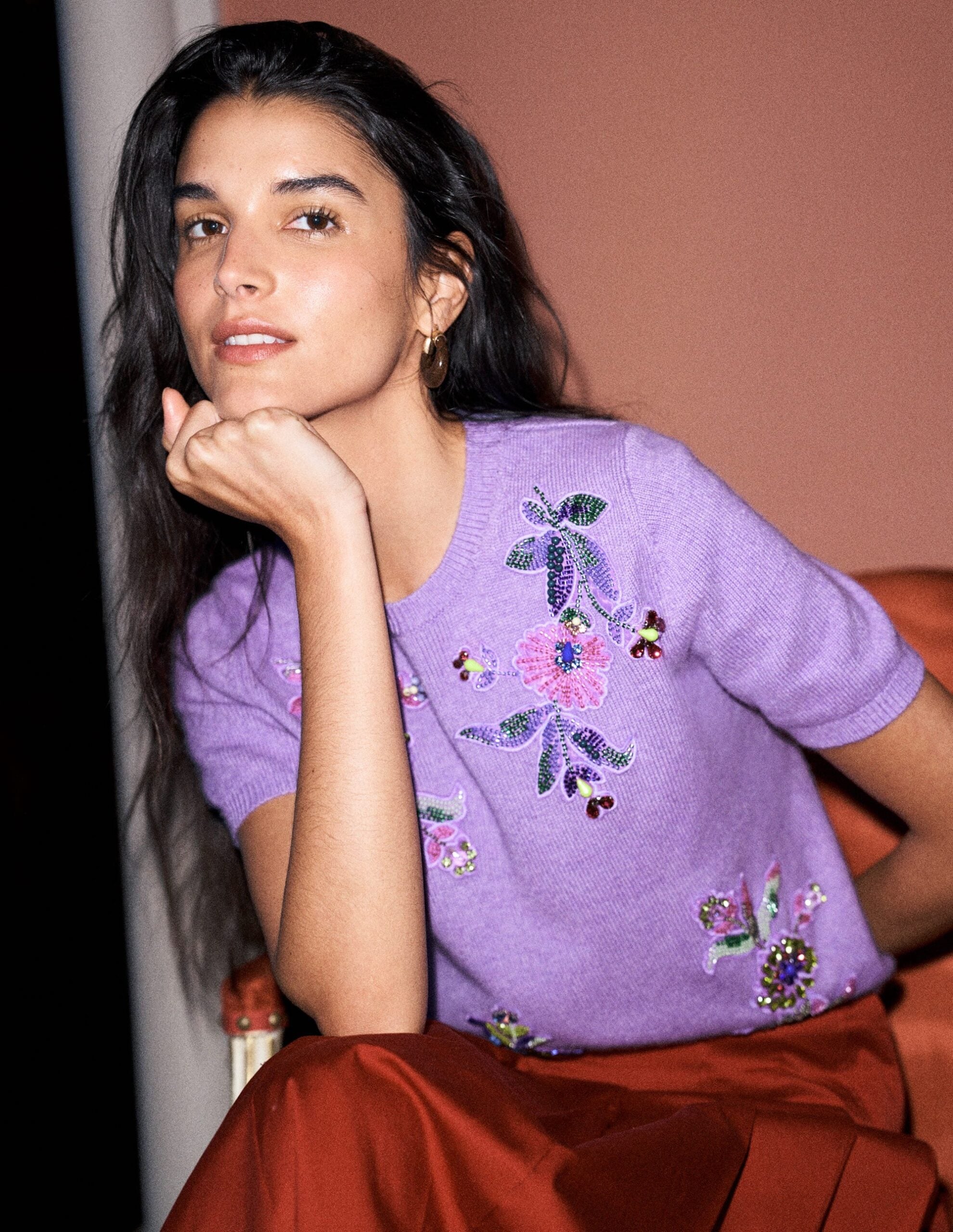 Boden Ria Embellished Knit T-shirt