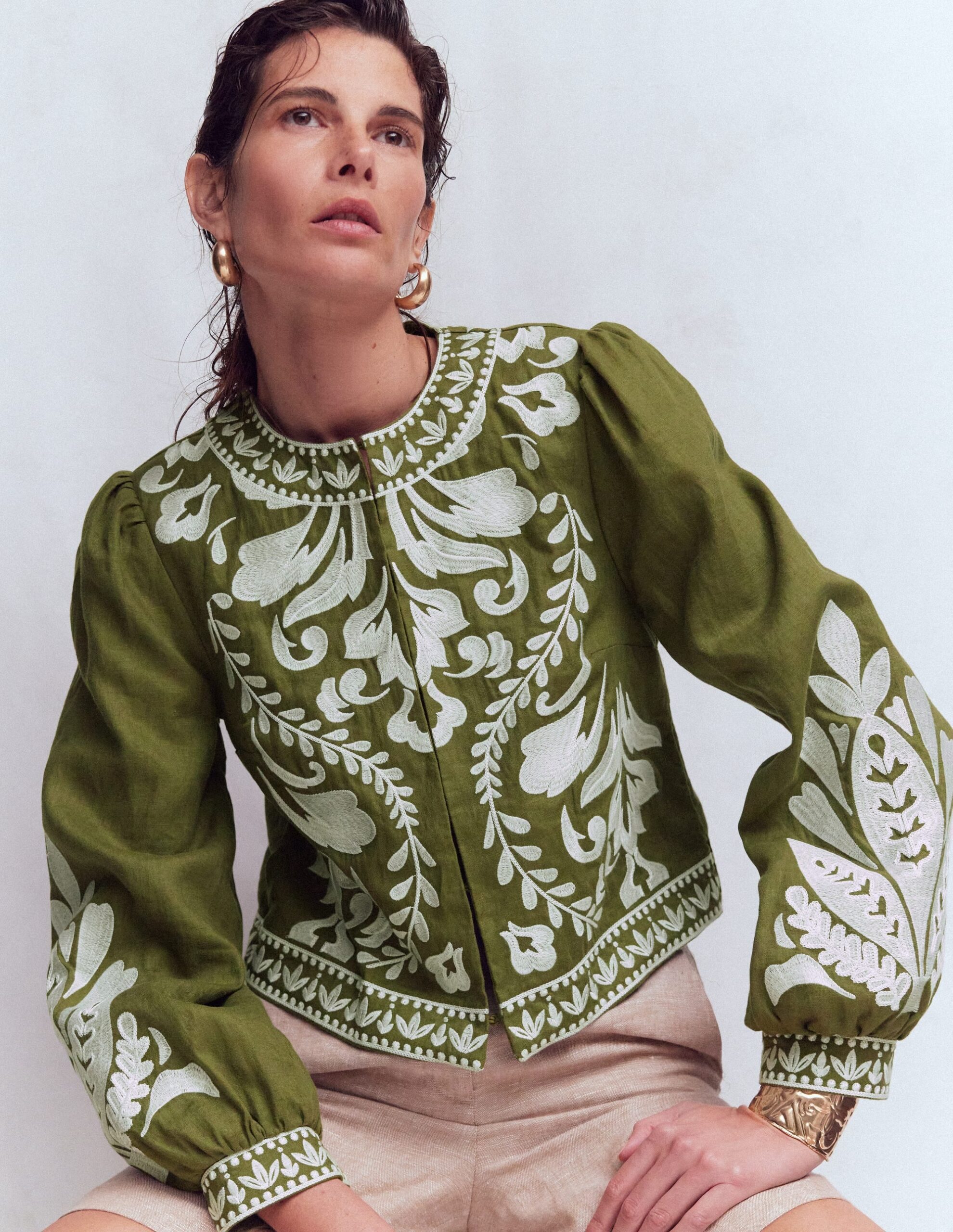Boden Embroidered Linen Jacket