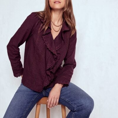 Boden Ruffle Embroidered Blouse