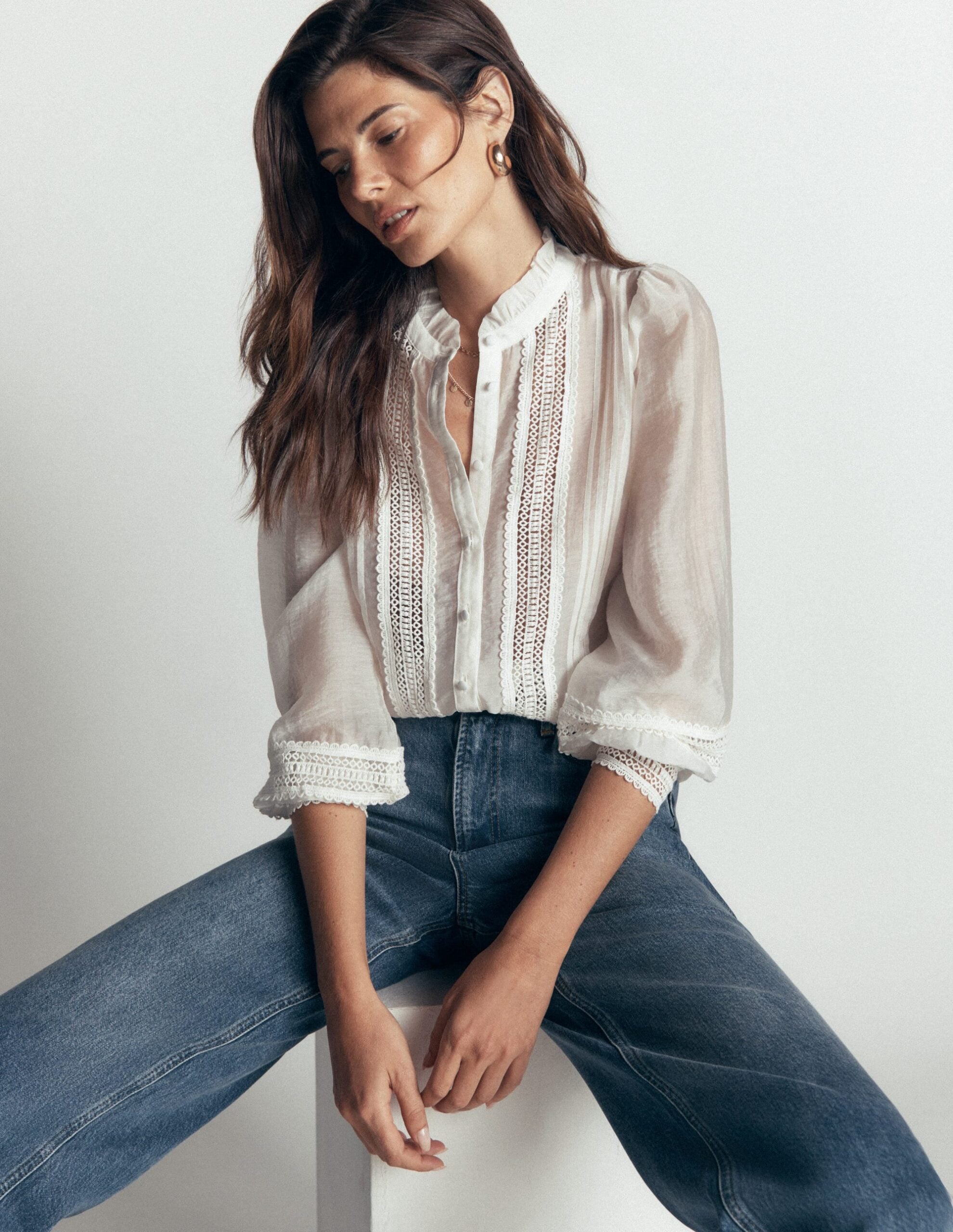 Boden Lace Trim Top