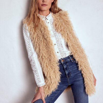 Boden Faux Fur Long Gilet Jacket