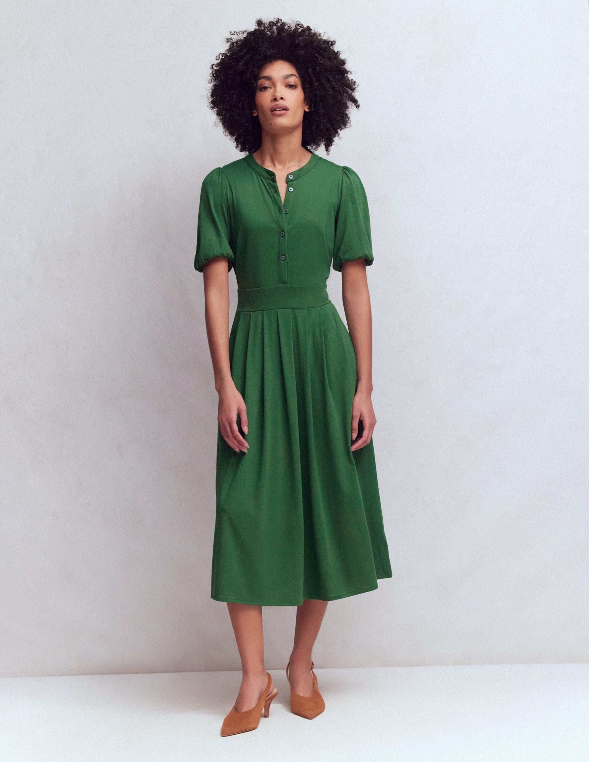Boden Amber Pleat Jersey Midi Dress