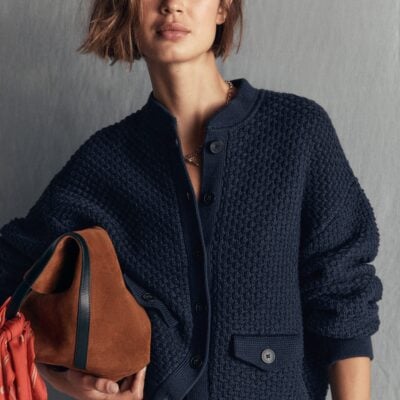 Boden Textured Knitted Bomber Jacket