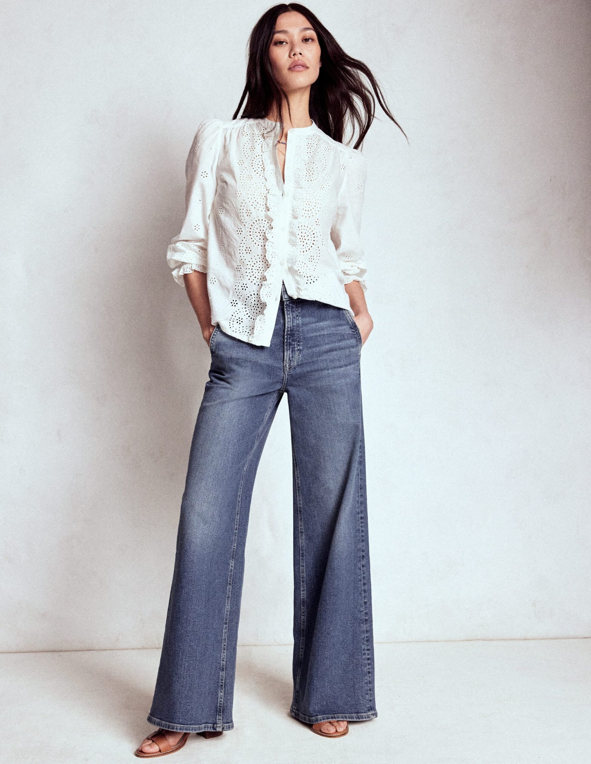 Boden High Rise Clean Wide Jeans