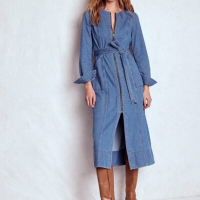 Boden Zip Denim Straight Dress