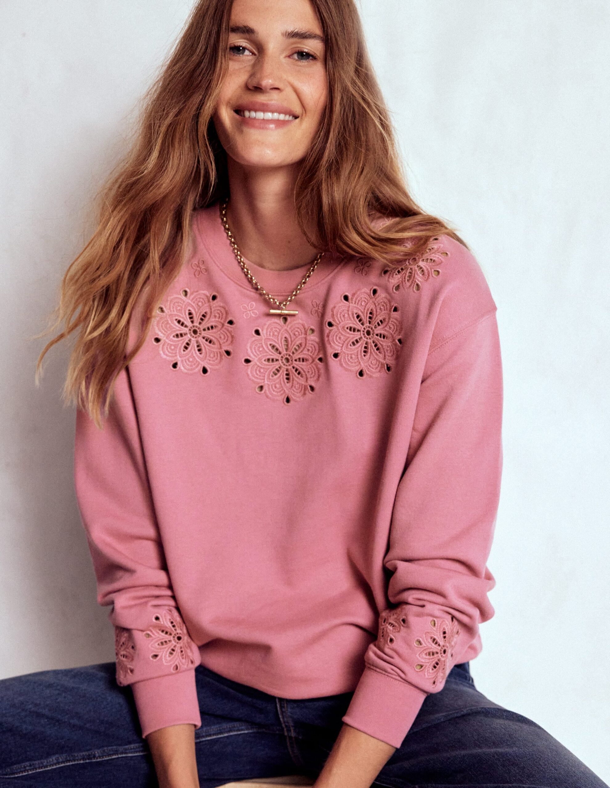 Boden Emi Cutwork Sweatshirt