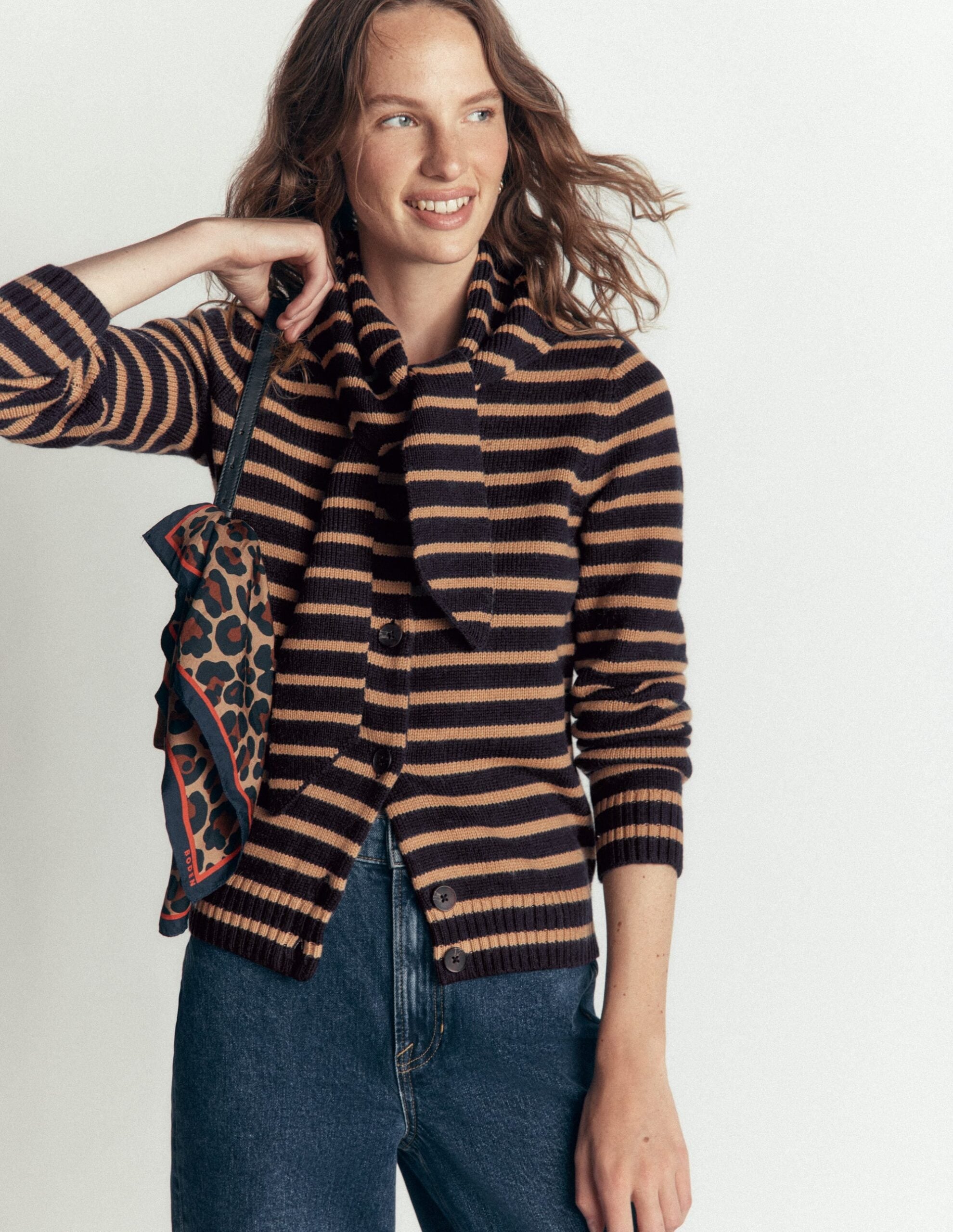 Boden Lydia Tie Neck Knit Cardigan