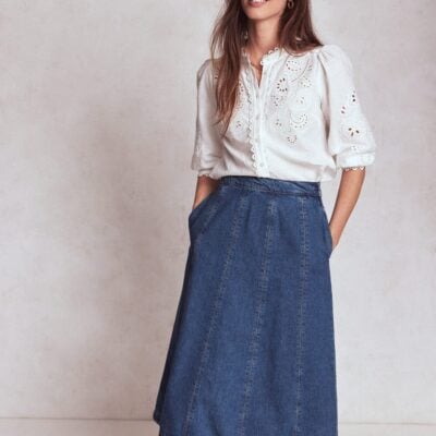Boden Joy Panelled Denim Skirt