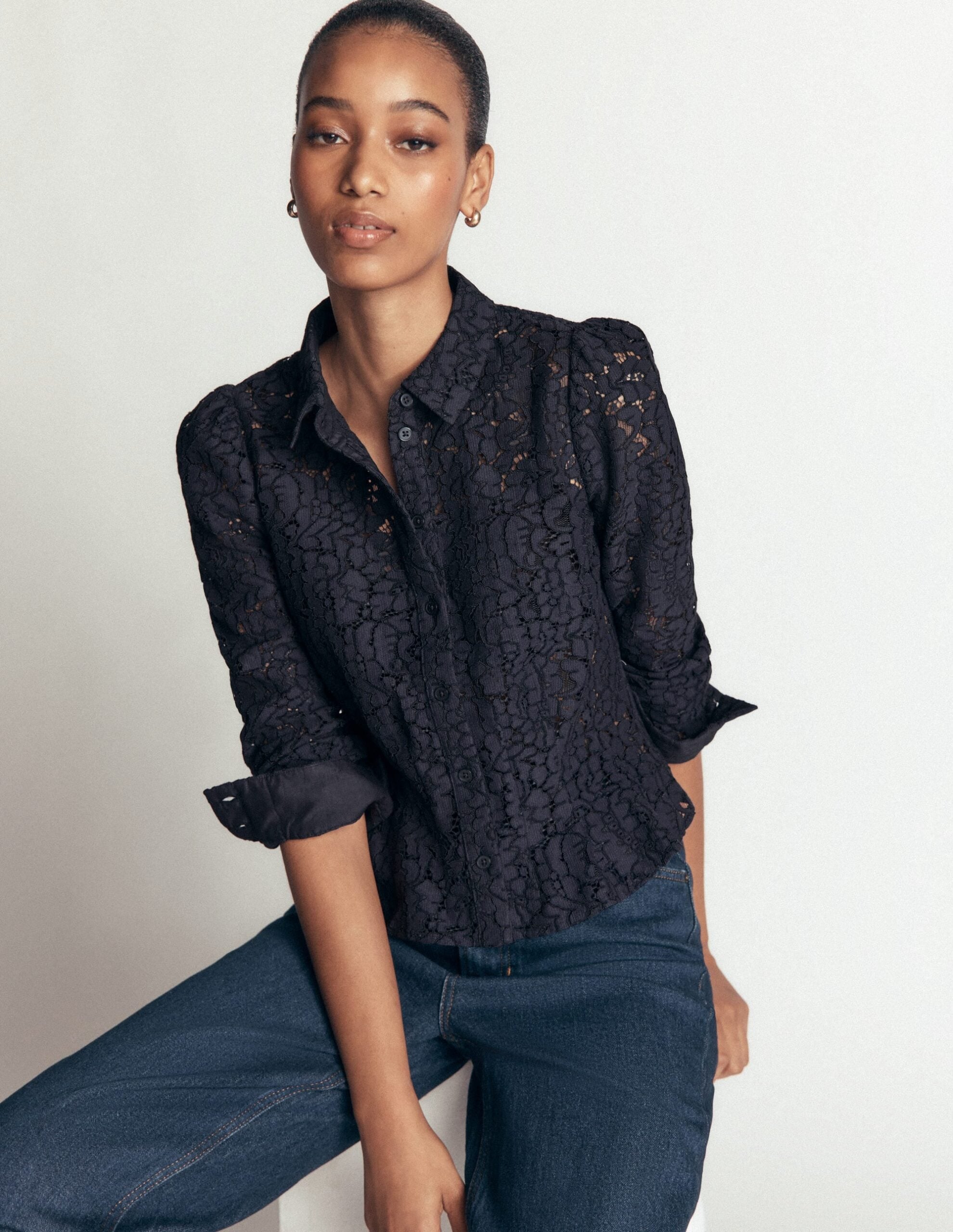 Boden Julia Darted Lace Shirt