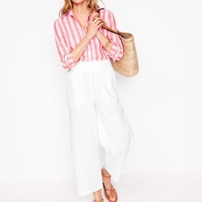 Boden Cropped Double Cloth Trousers