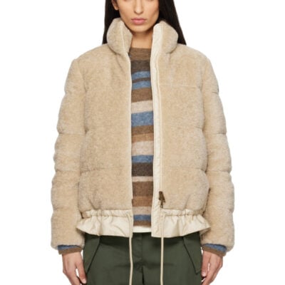 Moncler Beige Cedre Teddy Short Down Jacket