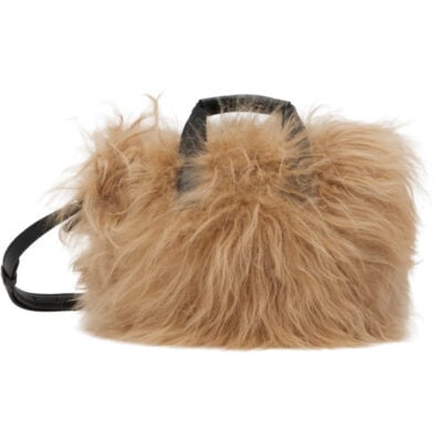 Moncler Beige Micro Caradoc Shearling Bag