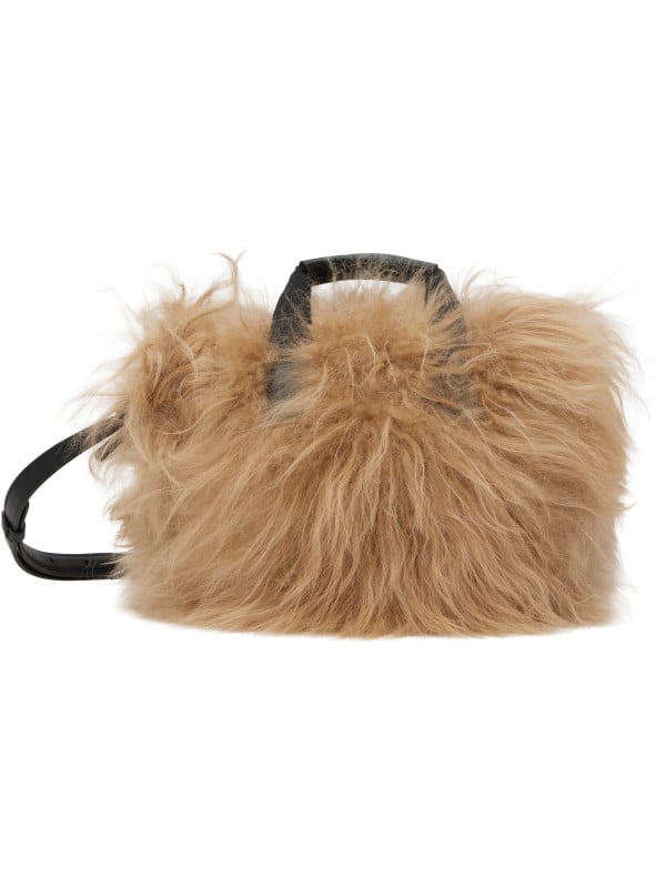 Moncler Beige Micro Caradoc Shearling Bag