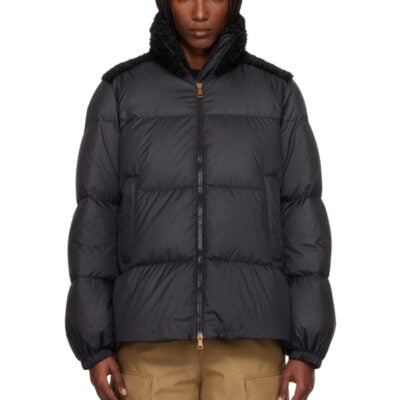 Moncler Black Esnaie Teddy-Trimmed Short Down Jacket