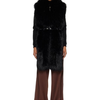 Moncler Black Long Hair Fabric Scarf