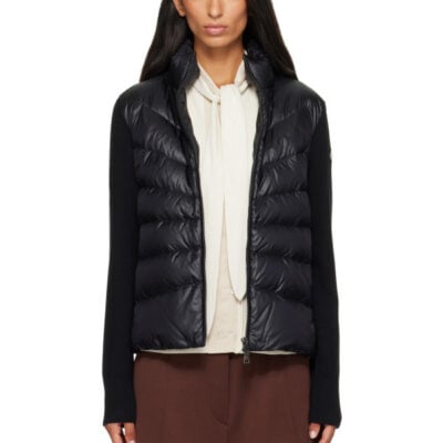 Moncler Black Padded Wool Zip-Up Down Jacket