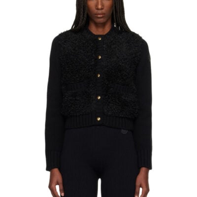 Moncler Black Paneled Down Cardigan