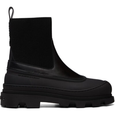 Moncler Black Vera Edge Leather Ankle Boots