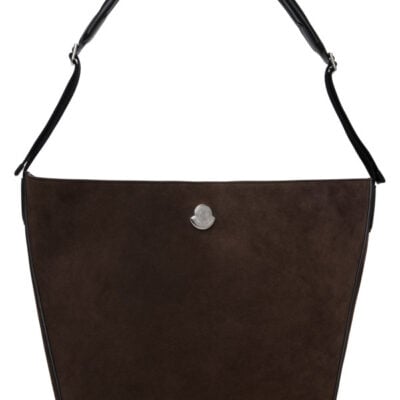 Moncler Brown Carlo Suede Shoulder Bag