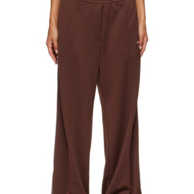 Moncler Brown Techno Poly Zip Up Trousers