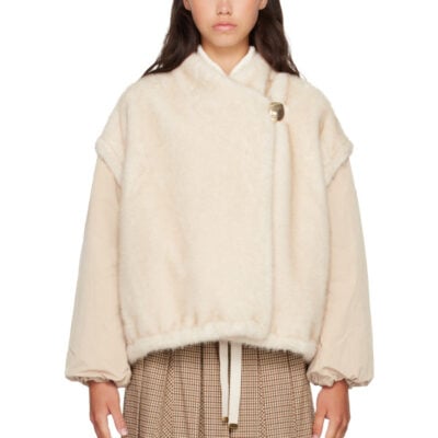 Moncler Off-White Chardonneret Faux-Fur Jacket