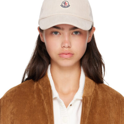 Moncler Off-White Corduroy Baseball Cap
