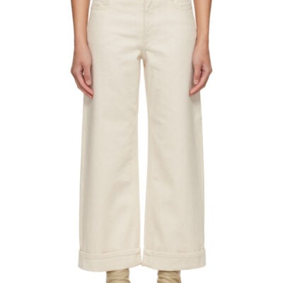 Moncler Off-White Cropped Jeans