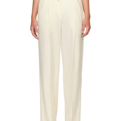 Moncler Off-White Gabardine Tailored Trousers