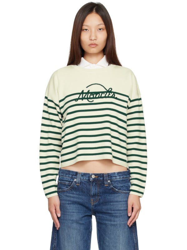 Moncler Off-White Striped Wool Sweater