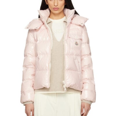 Moncler Pink Andro Hooded Short Down Jacket