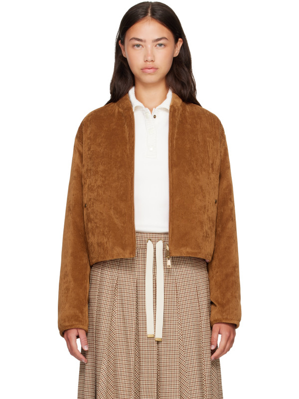 Moncler Tan & Pink Blageon Corduroy Reversible Down Jacket