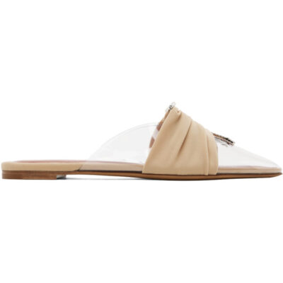 Nensi Dojaka Beige Pointed Toe Mule Flats