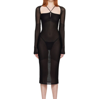 Nensi Dojaka Black Open Back Midi Dress