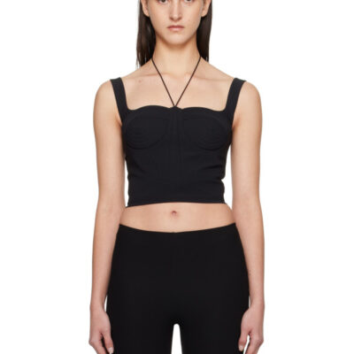 Nensi Dojaka Black Quilted Cups Bustier Top