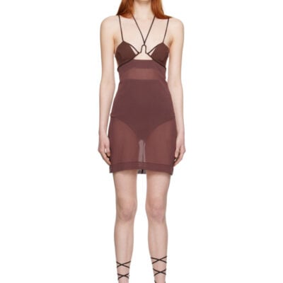 Nensi Dojaka Brown Sheer Minidress