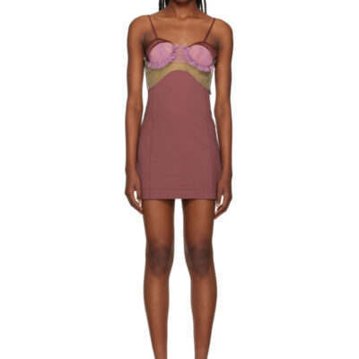 Nensi Dojaka Purple Explosive Flower Bra Minidress