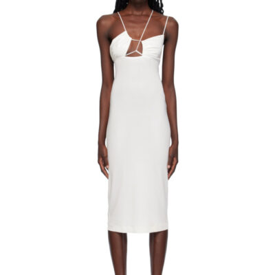 Nensi Dojaka White Asymmetrical Midi Dress