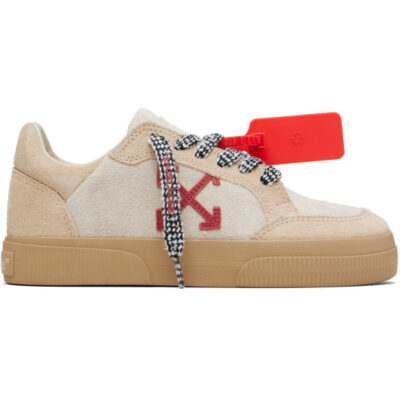 Off-White Beige Vulcanized Low Suede Sneakers