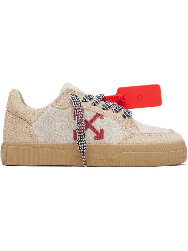 Off-White Beige Vulcanized Low Suede Sneakers