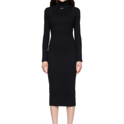 Off-White Black Off Stamp Rib Round Maxi Dress