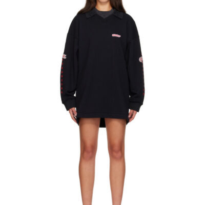 Off-White Black 'Off White' Star Polo Sweat Minidress
